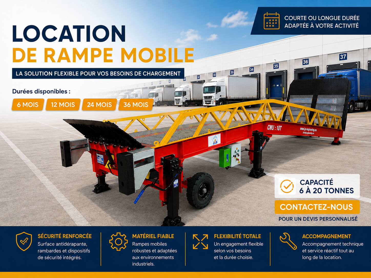 Location de rampe mobile LGEN — solution flexible pour vos besoins de chargement